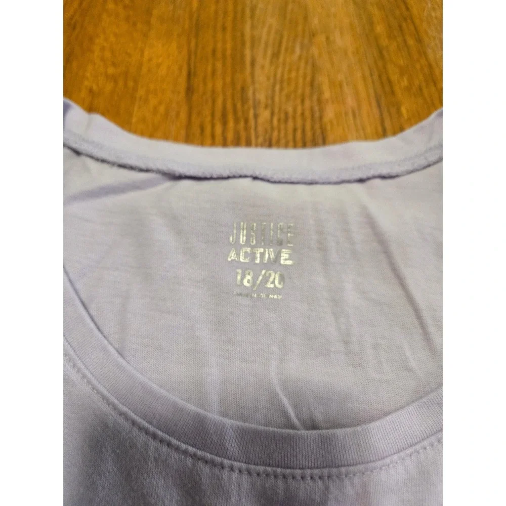 Justice Active Girls 18/20 Lavender Volleyball Flip Sequin 3/4 Sleeve Shirt